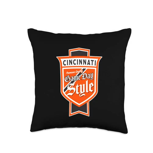 Bleacher Seat Heroes - Hometown T-Shirts & Apparel Vintage Cincinnati Beer Label T-Shirt-Cincy Pride Throw Pillow, 16x16, Multicolor
