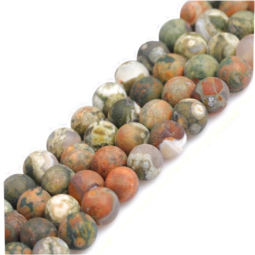 JOE FOREMAN 8mm Natural Rhyolite Jasper Semi Precious Gemstone Round Frosted Matte Chakras Loose Beads for Jewelry Making DIY Handmade Craft Supplies 15