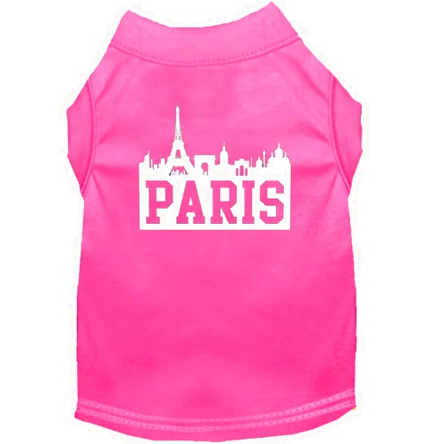 Mirage Pet Products 12-Inch Paris Skyline Screen Print Shirt for Pets, Medium, Bright Pink