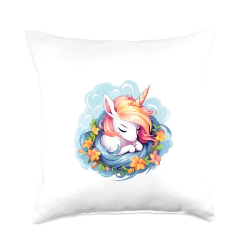Einhorn Offizielles Schlafshirt Pyjama Schlafen Offizielles Schlafshirt Pyjama Nachthemd Einhorn Schlafen Throw Pillow, 18x18, Multicolor