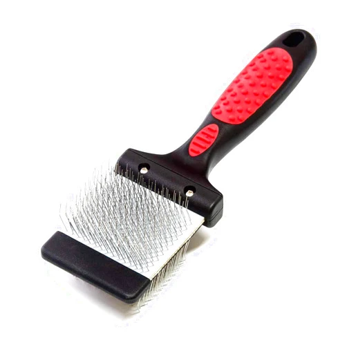 Ryan's Pet Supplies Paw Brothers Double Sided Soft Flex Slicker Brush, Professional Grade, Angled Stainless Steel Pins, Comfort Grip, Flexible Head, Small, 2 in. x 2.5 in.