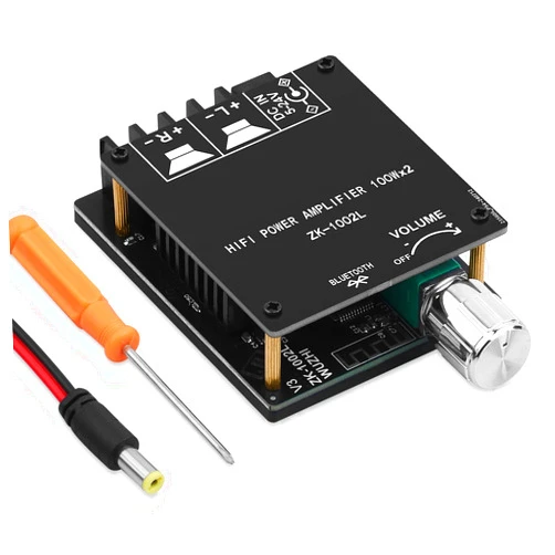 ARRAROWN ZK-1002L 200W Audio Power Amplifier Board with Bluetooth and AUX Inputs, 2.0 Channel Stereo Mini Power Amplifier Receiver Module for Home DIY Speakers System, DC 5-24V