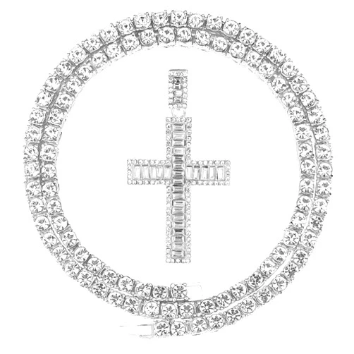 HH BLING EMPIRE Gold/Silver Diamond Cross Pendant Necklace for Men Women-Iced Out Chains with Cross Necklace 24 Inch