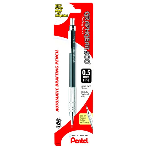 Pentel Graph Gear 500 Automatic Drafting Pencil, 0.5mm, Black Barrel, 1 Pack (PG525BP)