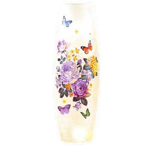 Collections Etc Purple Peony Butterfly Crackled Glass Hurricane Lamp