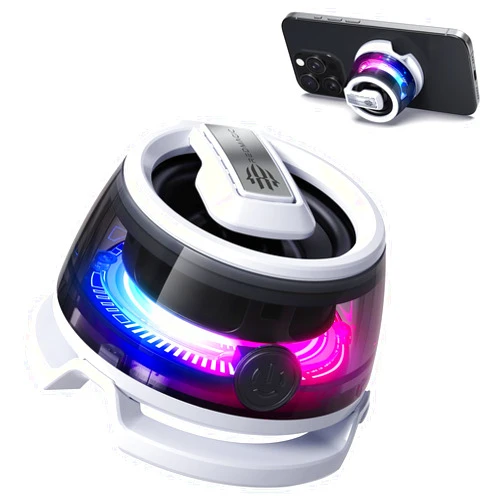 nubia RedMagic Mini Bluetooth Speaker, Phone Stand with Small Speaker, BT 5.3, RGB Light, Game/Music Mode, Wireless Portable Magnetic Speaker for Golf Cart, Travel, Shower, Outdoors or Metal Surface