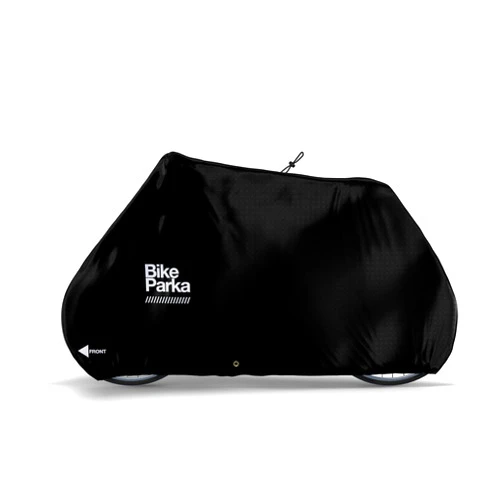 BikeParka Stash Bike Cover - Lightweight, Waterproof & Durable Protection from Rain & Snow - Adjustable for Any Bike for Indoor/Outdoor Use, Stuff Sac Included (Ink Black)