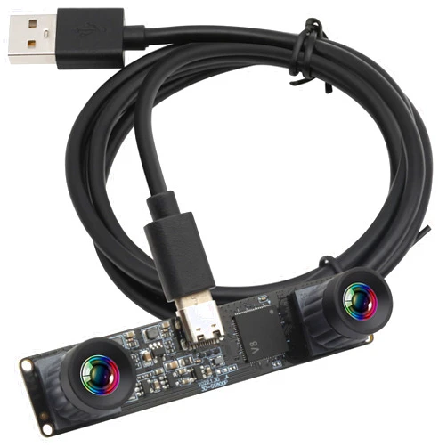 ELP 210fps Monochrome Global Shutter USB Camera Module - Dual Lens Synchronization B/W Web for PC, 800P 120fps Lightburn, USB2.0 OmniVision OV9281 Binocular (83 No Distortion Lens)