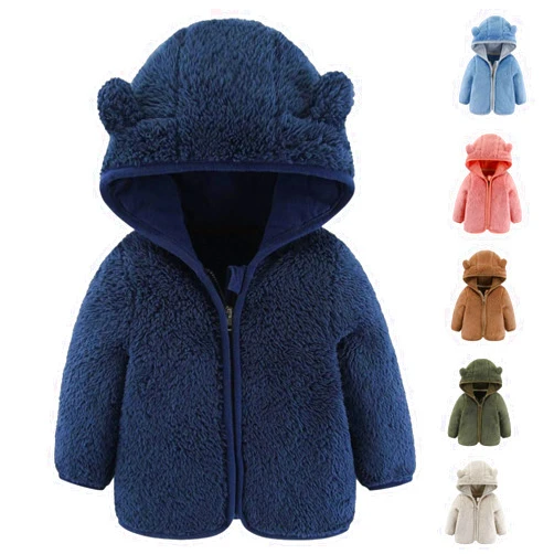 Generic Baby Girls Boys Winter Coats Toddler Warm Fleece Hooded Jackets Newborn Baby Girl Clothes Cute Baby Boy Girl Outfits