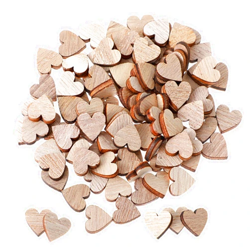 Bremorou 100 Pcs Small Wooden Hearts For Crafts Wood Tokens Guest Book Blank Wood Sign Party DIY Small Unfinished Wood Heart Slices Heart Sign Tag Mini Wooden Heart Ornaments For Party Birthday Valentine's Day