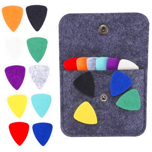 Donux 20 Pieces Felt Ukulele Picks,Felt Heart Shape Pick for Ukulele Guitar Bass with pick holder case (Multiple colors) (general, 10 mixed colors)