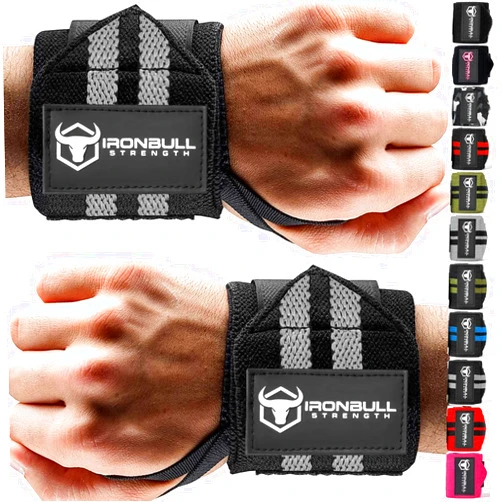 Iron Bull Strength Wrist Wraps for Weightlifting (USPA & IPL Approved) - 18” Premium Quality Wrist Straps for Weightlifting - Weight Lifting Wrist Wraps with Thumb Loop - Best Gym Wrist Wraps for Lifting Weights, Curls & Dips - Lifting Wrist Wraps for Bench, Powerlifting & Weight Training - Weightlifter's Wrist Straps Lifting for Men and Women