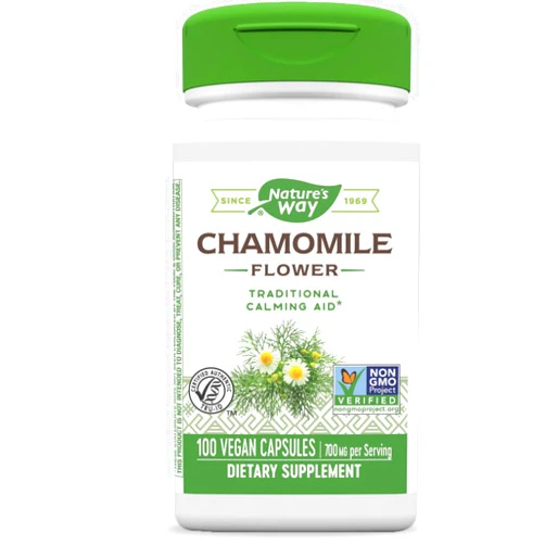 Nature's Way Chamomile Flower - 700 mg per 2-Capsule Serving- Traditional Calming Aid* - Herbal Supplement - Non-GMO Project Verified & Gluten Free - 100 Vegan Capsules
