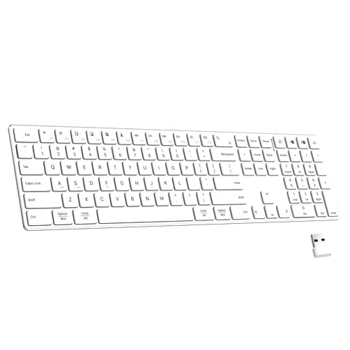 TIETI 2.4G Wireless Bluetooth Keyboard Rechargeable, Stainless Steel Ultra Slim Full Size Keyboard with Numeric Keypad Low Profile Silent Cordless Keyboards for Computer/Mac/Windows
