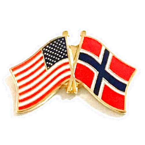 World Flags Direct National Country Flag & US Crossed Double Flag Lapel Pins, International & American Friendship Enamel Tie and Hat Pin Badge
