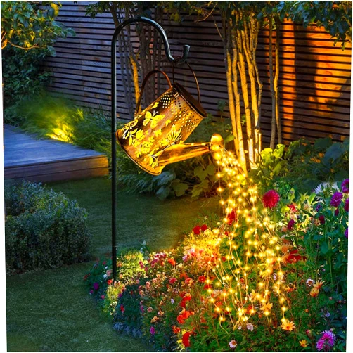 HOPPIK Solar Watering Can Lights Outdoor, Solar Lights Outdoor Garden Decorations with Shepherd Hook, IP65 Waterproof Watering Can Landscape Light for Patio Decor Perfect Gardening Gifts