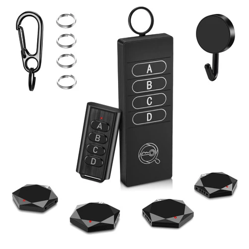 ELECPOW Key Finder Locator, ELECPOW Remote Control Item Tracker with 85DB Loud Beeping Sound in 164ft for Anti-Lost Tags and Keychains(2 RF Transmitter & 4 Receivers)