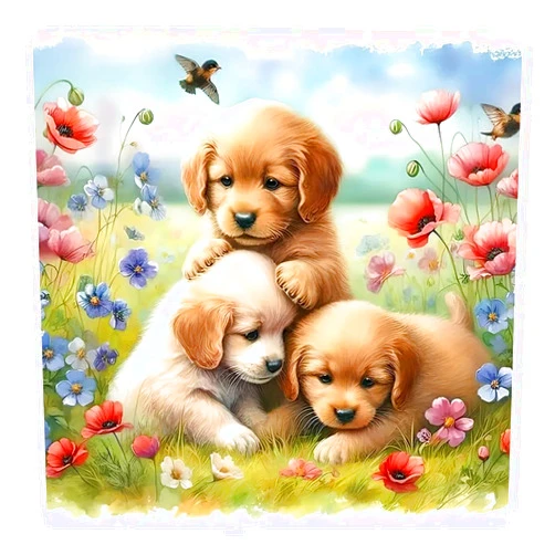 SJUTOUCI Puppy Diamond Painting Kits for Adults, Dog Diamond Art Kits for Beginner, 5D DIY Painting with Diamonds, Full Drill Round Gem Art Craft Home Decor 12x12 inch, Animal