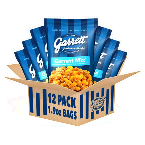 Garrett Popcorn Shops Garrett Popcorn Garrett Mix, 1.9oz, 12 Bags,​ Cheese and Caramel Gourmet Popcorn, Gluten Free, Sweet and Salty Snack Bags, Popped Popcorn Bags, Multipack
