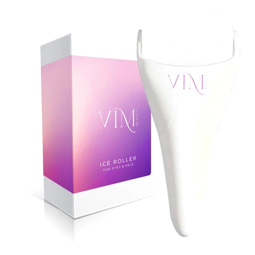 VIM Beauty Skincare Ice Roller for Face - Facial Cold Massage Roller for Puffiness, Depuffing Eyes, Headaches, Muscle Pain, Skin Pores - Spa Accessories & Self Care Gift for Women, Daughter & Her Birthday