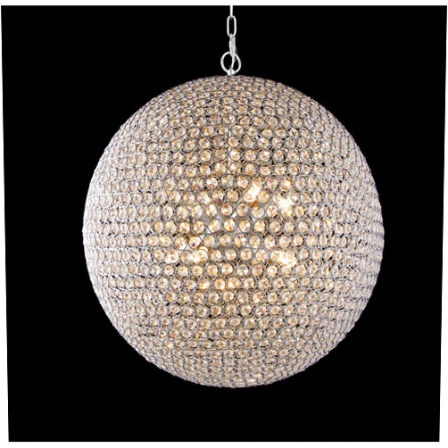 Decomust Dot Com 8 Light Round Crystal Ball Pendant Light in Chrome Finish with Clear Crystal