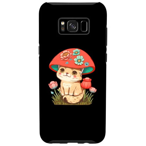 Cute Cat Kawaii Tees Galaxy S8+ Cat Mushroom Hat Kawaii Toadstool Cottagecore Cute Kitten Case