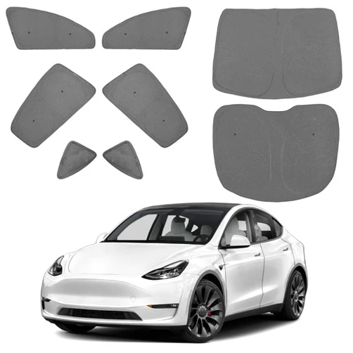 CENFUN Windshield Sun Sunshade for Tesla Model Y 2020-2024 Accessories Car Side Full Windows Rear Triangular Windows Sun Visor Camping Privacy Insulation Covers Gray 8PCS