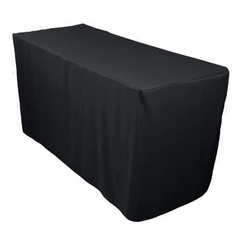 LTC LINENS LinenTablecloth 4 ft. Fitted Polyester Tablecloth Black