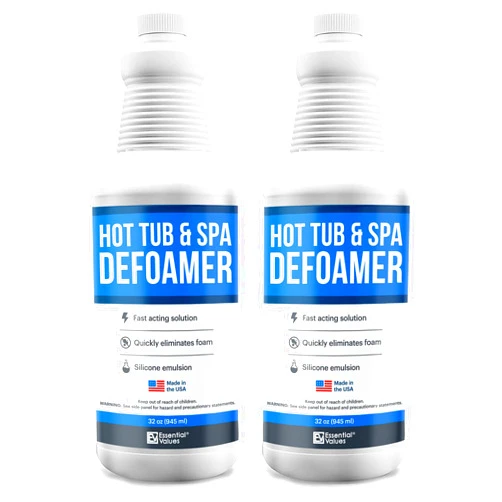 Essential Values Hot Tub Foam Eliminator, 2 Pack Pool & Spa Defoamer (32oz/ Bottles) – Eliminate Foam Without Harsh Hot Tub Chemicals, Eco-Friendly & Safe w/Silicone Anti Foam. Get Foam Down and Enjoy Leisure Time