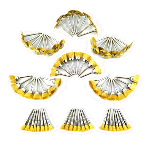 Merryland Wire Brush Mini Brass Brush for Dremel 72 Pack, Pen Brush Wheel Brush Cup Brush 24 Pack for Each, Polish Brush End Brush Mini Rotary Tool Accessory, RMTA072C2