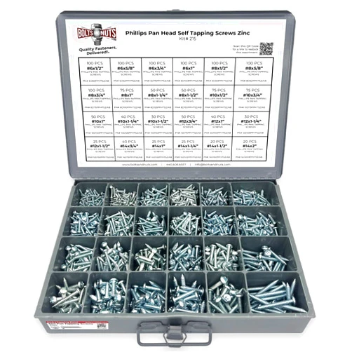 BoltsandNuts.com Phillips Pan Head Self Tapping Sheet Metal Screws Zinc Plated Assortment Kit - 1421 Pcs!