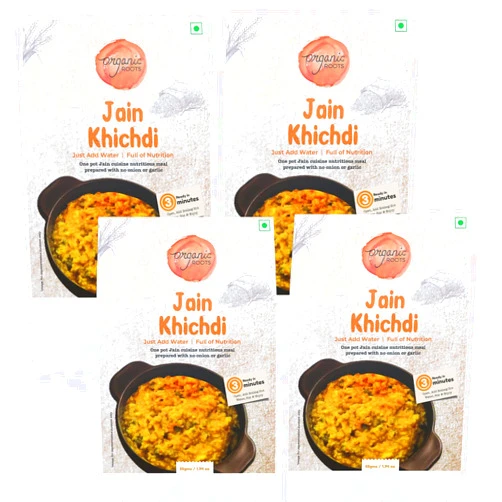 Organic Roots Jain Khichdi | Instant Nutritious Meal with No Onion or Garlic |Healthy Snacks,Ready to Eat Meal,No MSG,No Preservatives| Full Meal (Pack of 4)