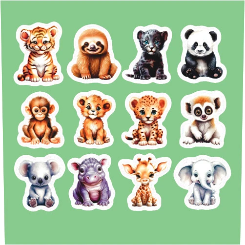 Generic Baby Forest Animal Stickers. Set of 24 Stickers (2 Sets of 12) Forest Stickers, Cute Baby Animal Stickers, Animal Stickers, (Matte, 1.5)