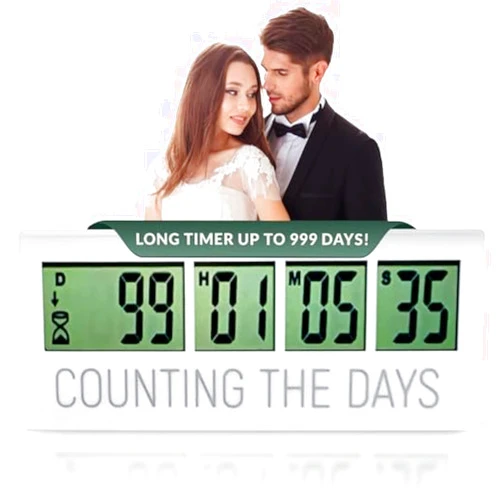 Countables Counting the Days Countdown Clock - Up to 999 Days LCD Digital Timer - Easy to Set & Read Reusable Count Down Timer for Retirement, Wedding, Christmas, Holiday,Baby Due Date,Birthday & More