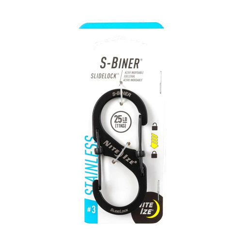 Nite Ize LSB3-01-R6 S-Biner SlideLock Dual Locking Carabiner, Size #3, Stainless