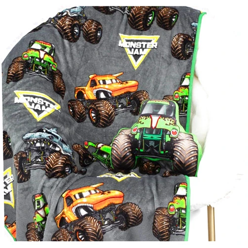 Jay Franco Monster Jam Grave Digger Nogginz Set - 40 x 50 Inch Lightweight Travel Throw Blanket & Pillow - Kids Super Soft 2 Piece Bedding Set