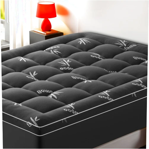 SakuraHome Mattress Topper Queen Size, Cooling Extra Thick Breathable Viscose Made from Bamboo Mattress pad, Soft Quilted Fitted Mattress Cover with 1000 GSM Down Alternative Fill (8-21”Deep Pocket) Dark Gray