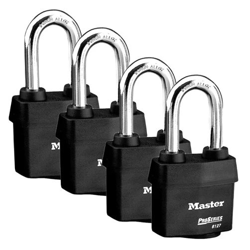 Master Lock - Four (4) High Security Pro Series Padlocks 6127NKALH-4 w/BumpStop Technology