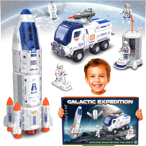BLOONSY Rocket Ship Toys for Kids | Rocketship Space Shuttle Model with Astronaut Figures for Kids 3-8 Years Old