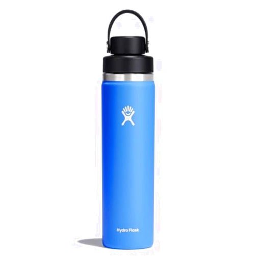 Hydro Flask Water Bottle - Insulated Stainless Steel - Wide Mouth Chug Lid, Non Spill, Leakproof in 24 Oz Cascade Blue