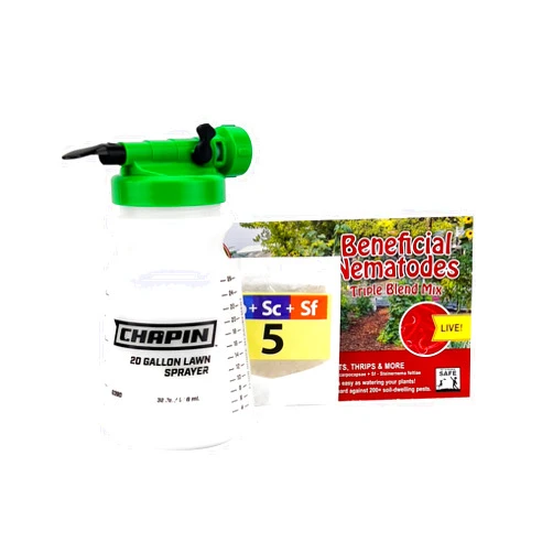 NaturesGoodGuys Triple Blend Beneficial Nematodes (HB+SC+SF) with Hose-End Sprayer G390 (10 mil Triple Blend Nemematodes + G390 Sprayer)