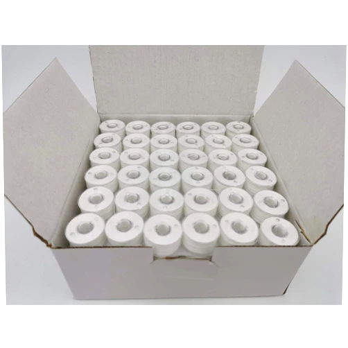 DOUBLELIN 144pcs Prewound Bobbins Size A for Domestic Sewing/Embroidery Machines, Compatible with Brother Machines, Plastic Sided, Size A, Class 15, 15J, SA156, White, 100% Polyester, 60S/2 100 Yards
