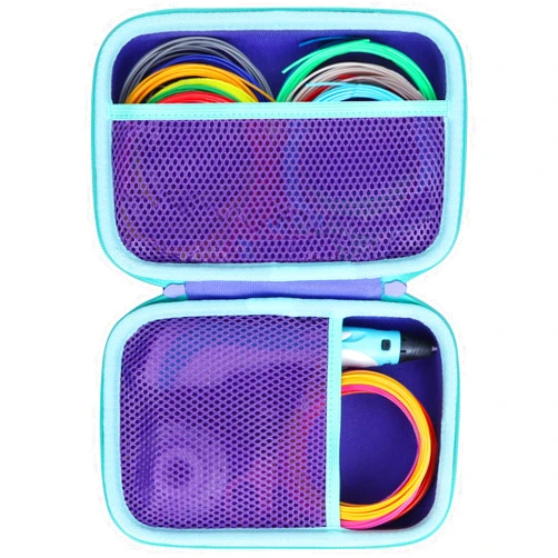 Lebakort Hard Case Compatible with SCRIB3D P1 Advanced / MYNT3D Super Professional Printing / 3Doodler Flow / PIKA3D PRO 3D Printing Pen (Purple + Teal Case)