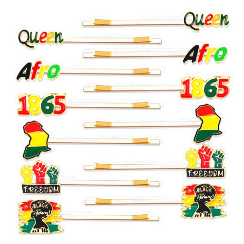Vokone 12 Pack Juneteenth Hair Clips for Women Juneteenth Black Women 1865 Africa Map Afro Bobby Pins Black History Month Barrettes Juneteenth Hair Accessories Gifts