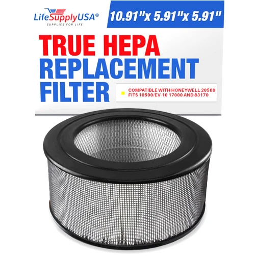 LifeSupplyUSA True HEPA Filter Replacement Compatible with Honeywell 20500 fits 10500/EV-10 17000 and 83170 Air Purifier