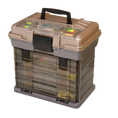 Plano Guide Series StowAway 4-By Rack System Tackle Box, Holds 4 3700 Utility Tackle Boxes, Quick-Access Top Storage with DuraView Lid, Durable Construction, Flexible, Adaptable Fishing Box