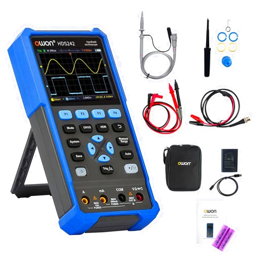 OWON HDS242 oscilloscope 2 in 1 40MHz professional handheld PC oscilloscope, 20000 counts digital multimeter 3.5 inch LCD display universal test instrument (oscilloscope+multimeter)