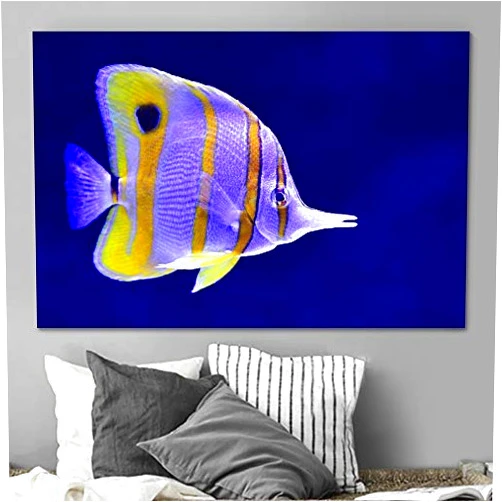 SIGNLEADER Wall Art for Bedroom,Canvas Prints Peaceful Seas IX Closeup Colorful Fish Marine Life Modern Art Multicolor Nautical Neon Photography - 24x36 inches