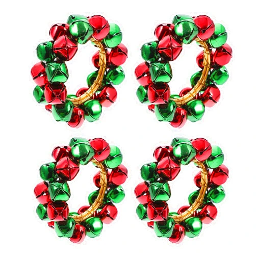 COHEALI 4pcs Christmas Napkin Rings with Colorful Bells Table Decor for Holiday Parties for Home and Restaurant Use Fits All Cloth Napkins