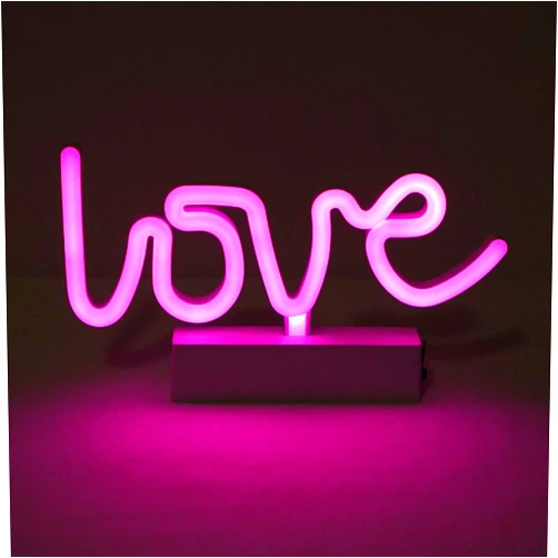 LoveNite Neon Indoor Night Light, Battery Operated & USB Powered Glowing Neon Decorative Sign LED Light for Room Party Festival Decorations (Pink)